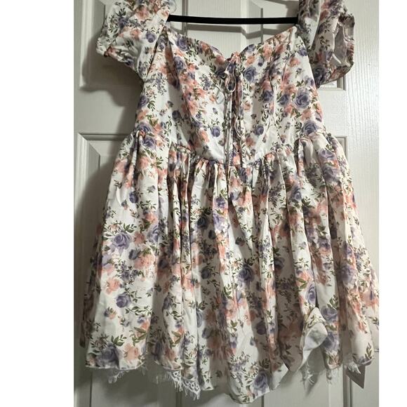 Floral Lace Patchwork Mini Dress| Cider |Size Large - Picture 3 of 6